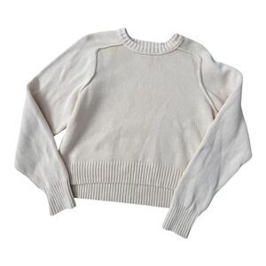 Free People butter yellow sweater cotton crewneck soft girl minimalist cozy knit
